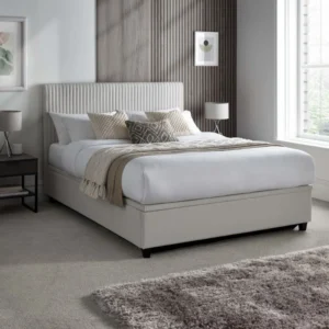 Harper Grey Velvet Winged Ottoman Storage Bed