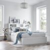 Ottoman Velvet Upholstered Winged Bed Gas Lift Storage