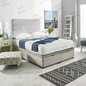 Velvet Ottoman Divan Bed with Lift-Up Storage