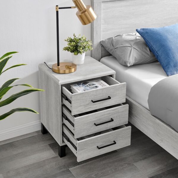 Best Rodley Grey Oak Wooden Bedside Table